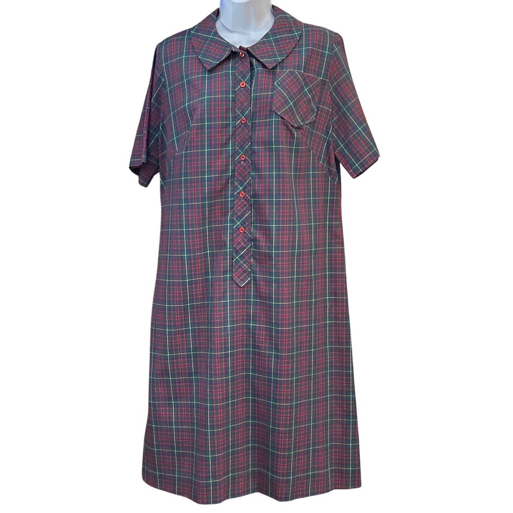 Vintage Ina Carol Plaid Shift Dress Dark Academia Preppy Classic Preppy Tartan